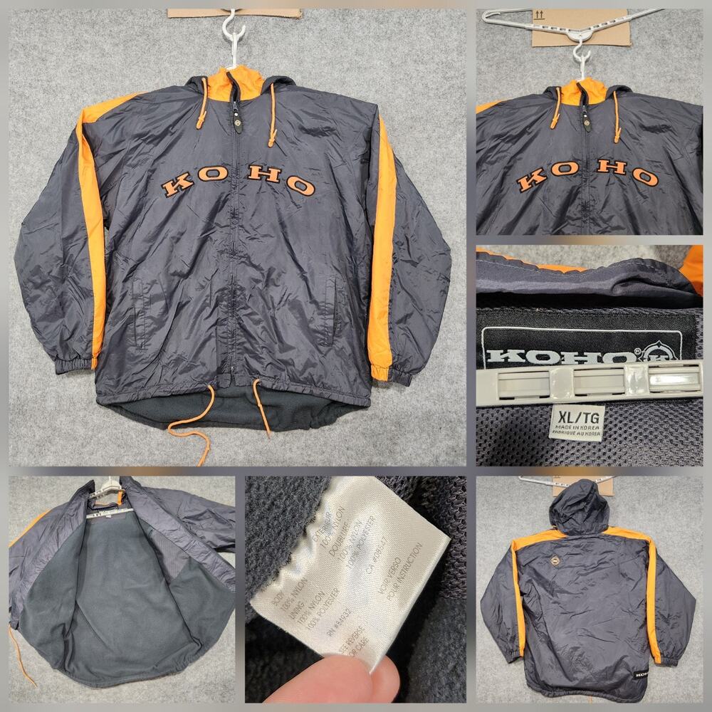 VTG KOHO Mens XL Full Zip Hooded‎ Embroidered Windbreaker Jacket